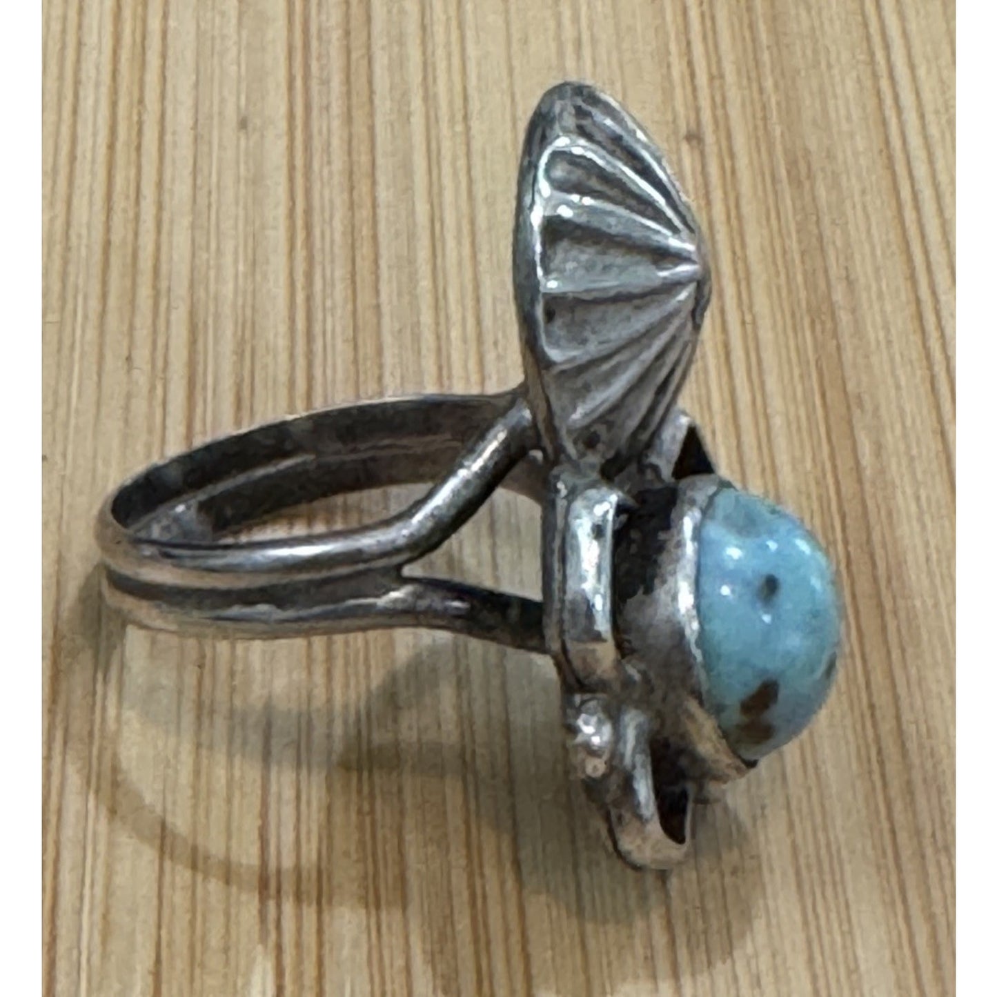 Vintage 925 Sterling Silver Turquoise Concho Flower Ring Southwestern Size 8