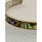 Vintage Abalone Shell Mosaic Inlay Silver Tone Cuff Bracelet 15g Adjustable