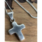 Vintage Sterling Silver Puffy Cross Pendant Necklace Rounded Cross