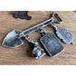 Vintage Sterling Silver Garden Charm Brooch DV 925 Shovel Rabbit Seeds Pin