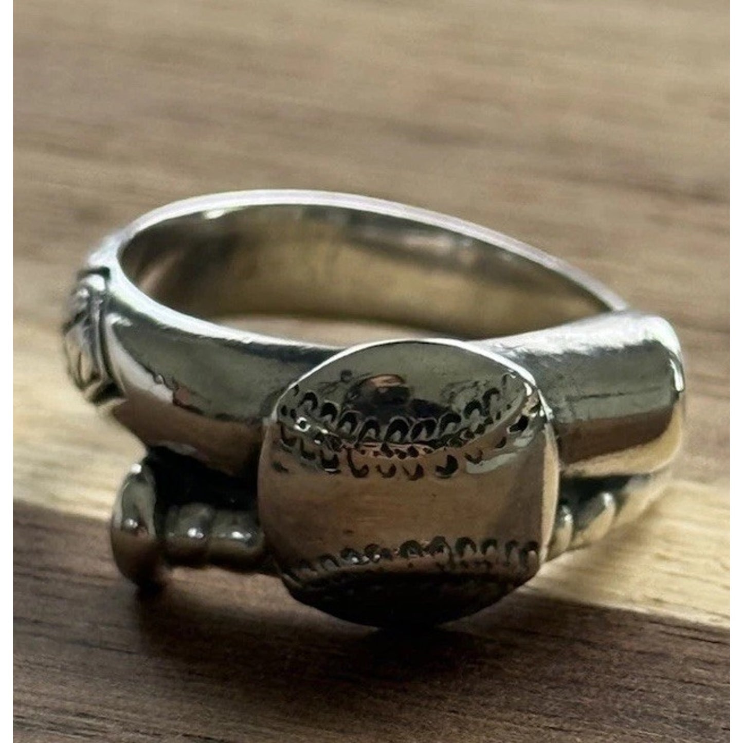James Avery Retired Sterling Silver Baseball And Bat Wrap Ring Size 9.5