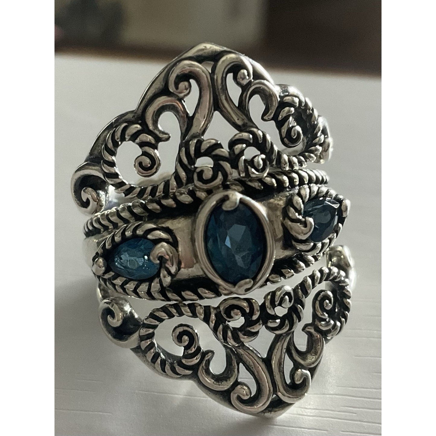 Carolyn Pollack Relios Sterling Silver Blue Gemstone Ring Size 9 Southwestern
