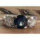 Vintage 925 Sterling Silver Blue Sapphire CZ 3 Stone Ring Sz 10.5