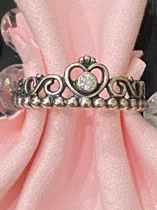 PANDORA My Princess Tiara Crown W/ CZ Ring Size 9 9190880CZ W