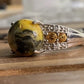 Vintage Bumblebee Jasper Yellow Green Cabochon Sterling Silver Ring Size 8.5