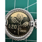 Vintage Italian Sterling Silver Bracelet Five Genuine Italian 20 Lire Coins 44g