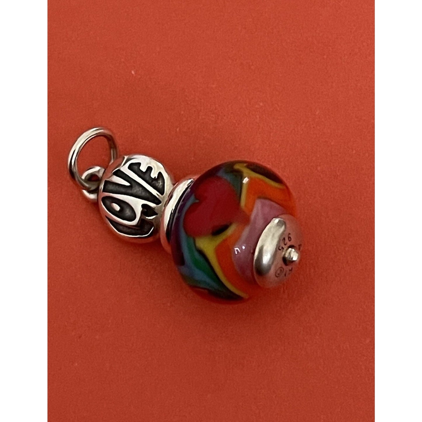 James Avery Retired 70s Retro Final Love Tie Dye Glass Art Charm