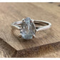 Minimalist Sterling Silver Blue Topaz Pear Shape Solitaire Ring 925 Size 6.5