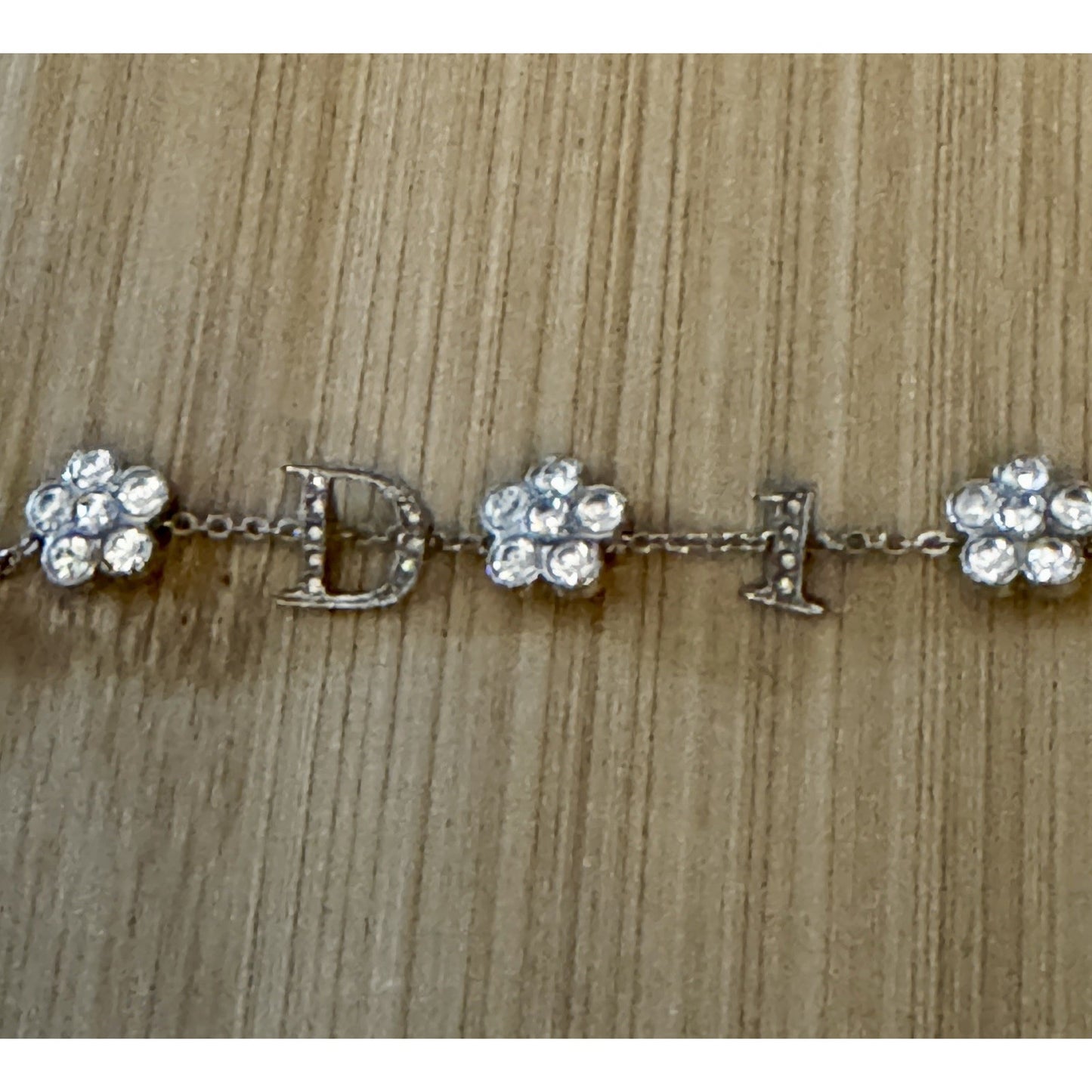 Vintage 2004 Christian Dior Girly Crystal DIOR Flower Bracelet Galliano 6.5 - 8”