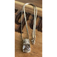 Sterling Silver Herringbone Necklace Clear Crystal Pendant 925