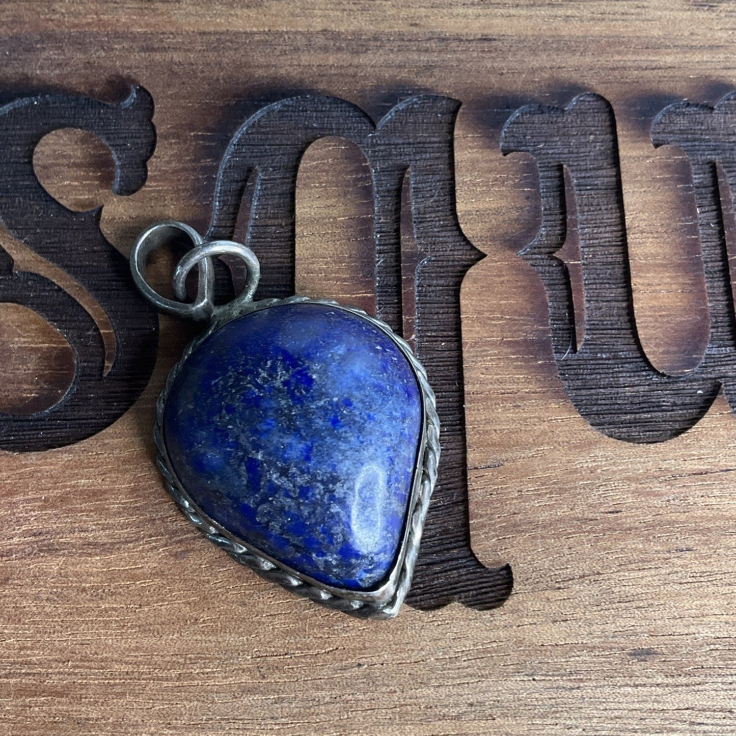 Sterling Silver Lapis Azuli Pendant ( Treardrop Cabochon)