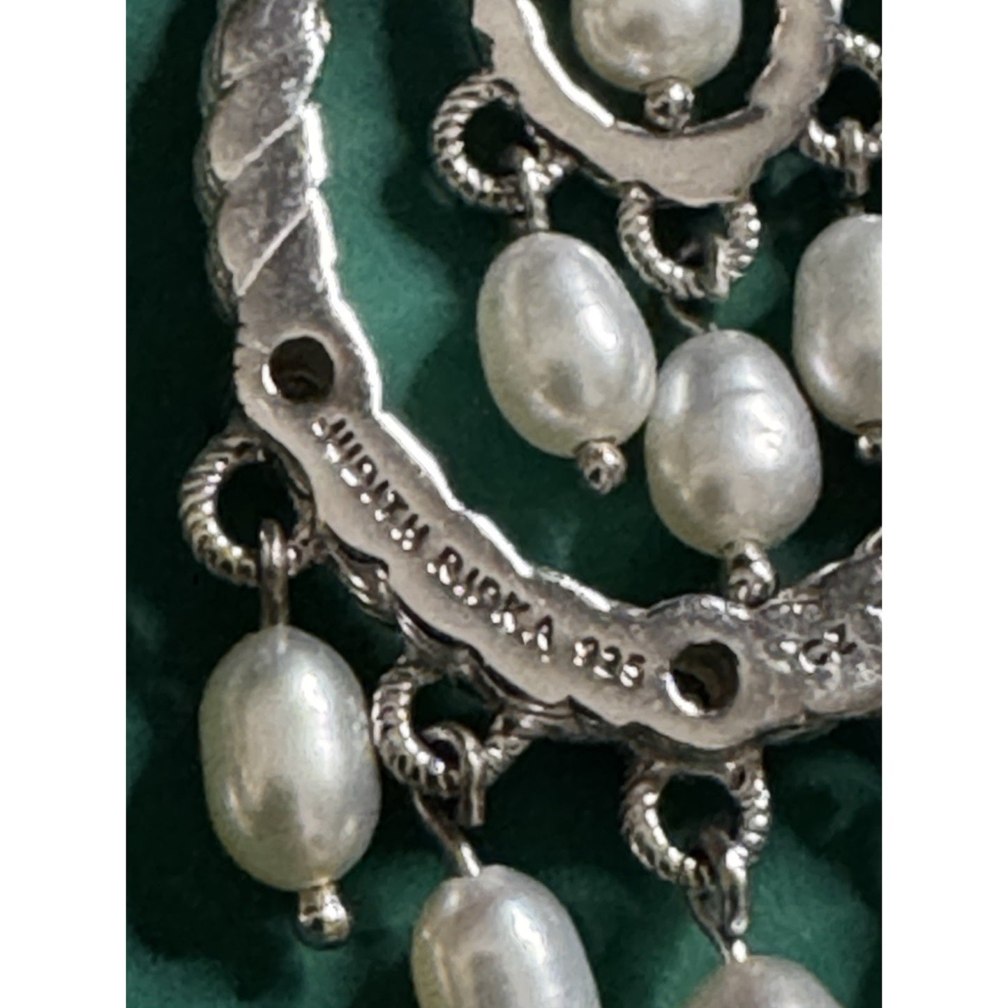 Vintage Judith Ripka 925 Sterling Silver Pearl Chandelier Drop Earrings 14.6g