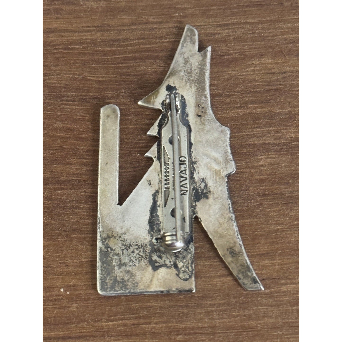 Vintage Navajo ALLISON Sterling Silver Howling Coyote Pin Brooch 5.2g