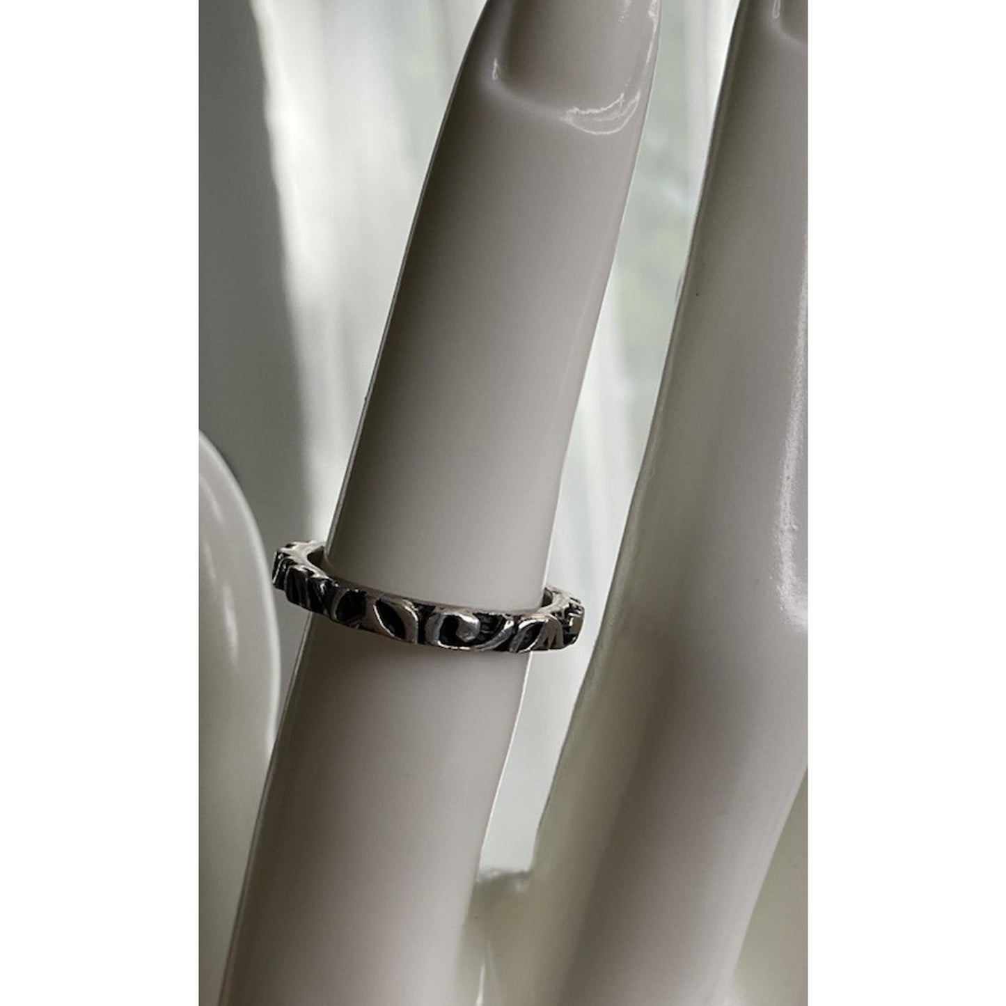 THAI925 Sterling Silver Scroll Vine Band Ring Size 6.25 Stackable Floral Ring