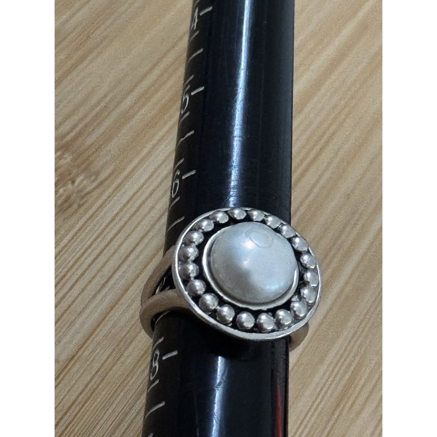 Vintage Sterling Silver Genuine Pearl Beaded Halo Statement Ring Size 7.5 10g
