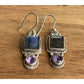 Sterling Silver Labradorite Amethyst Dangle Earrings 925 India