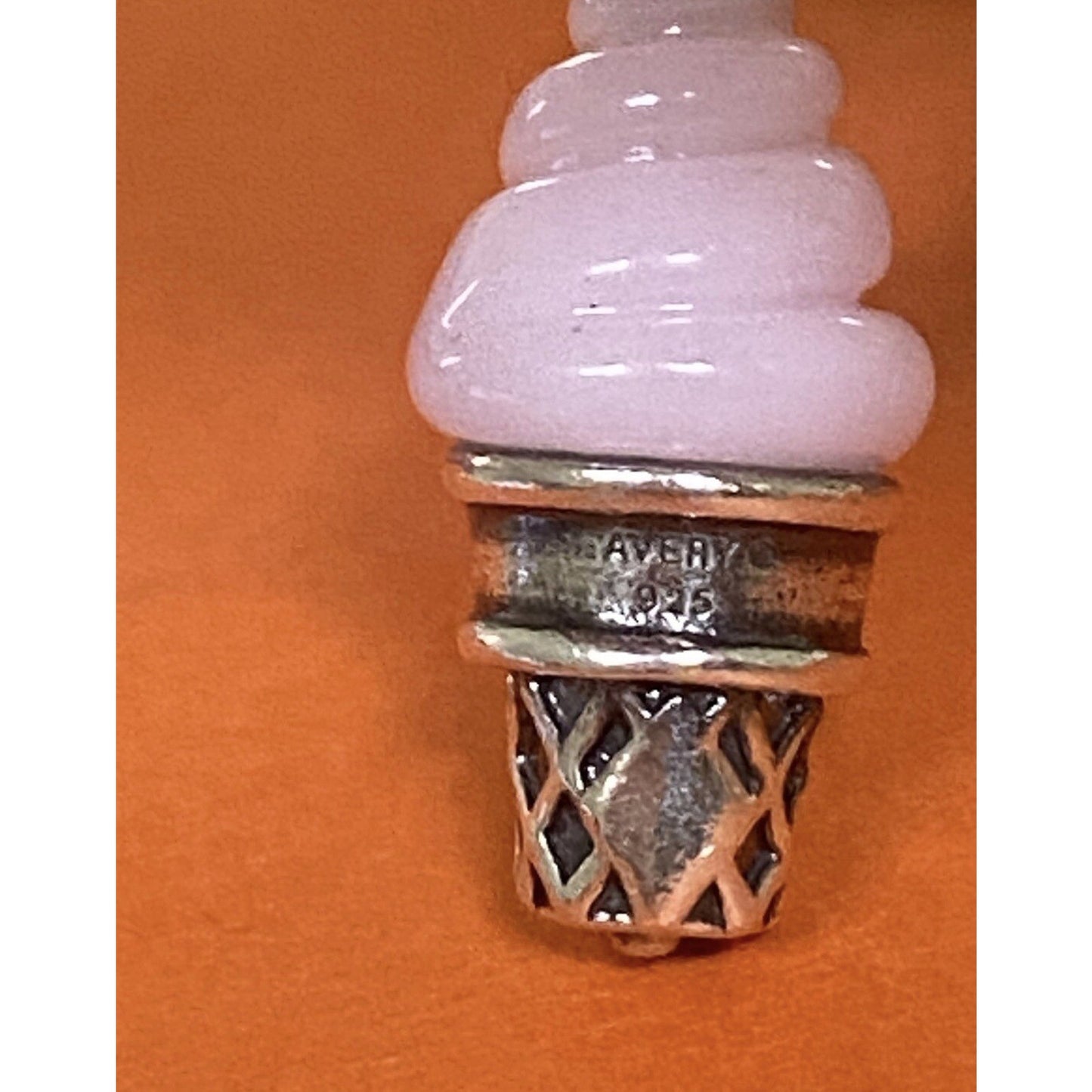 James Avery Retired Hard To Find Silver And Pink Glass Ice Cream Cone Charm Pre-Owned