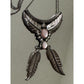 Vintage Navajo Sterling Silver Pink Conch Dangle Feather Necklace Signed S Cline