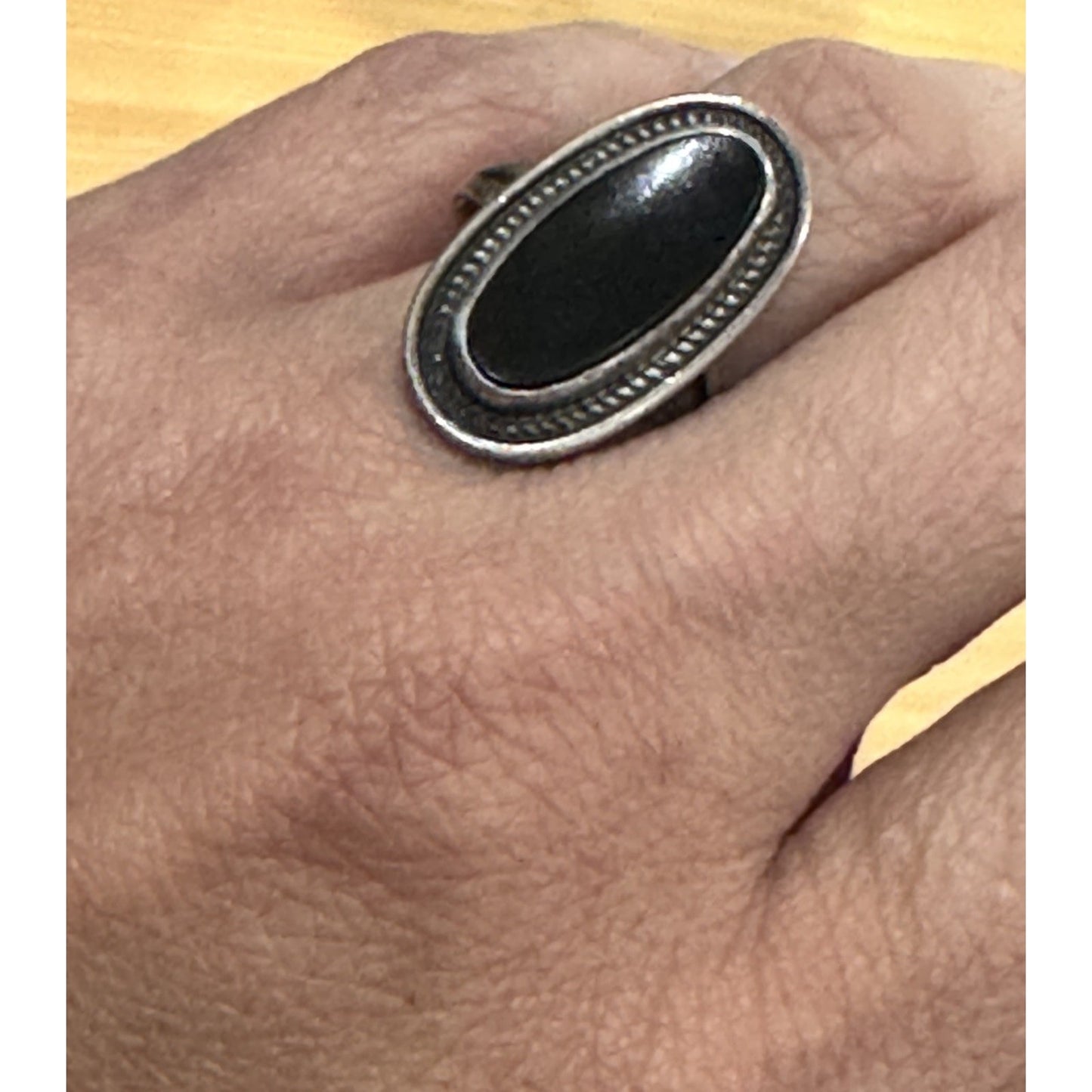 Vintage Native American Sterling Silver Black Onyx Ring Size 8.5 Signed Handmade
