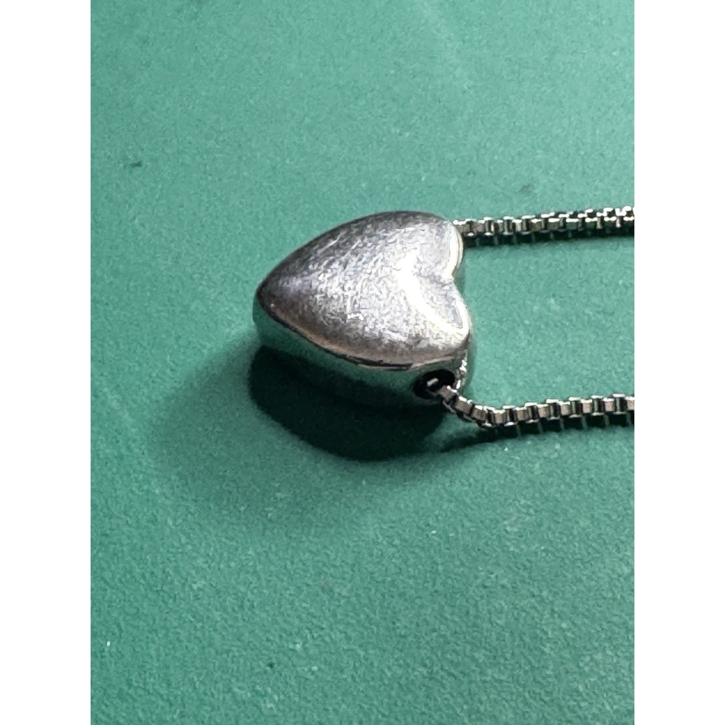Sterling Silver Puff Heart Pendant Necklace Box Chain 16–18” Adjustable 5.9g