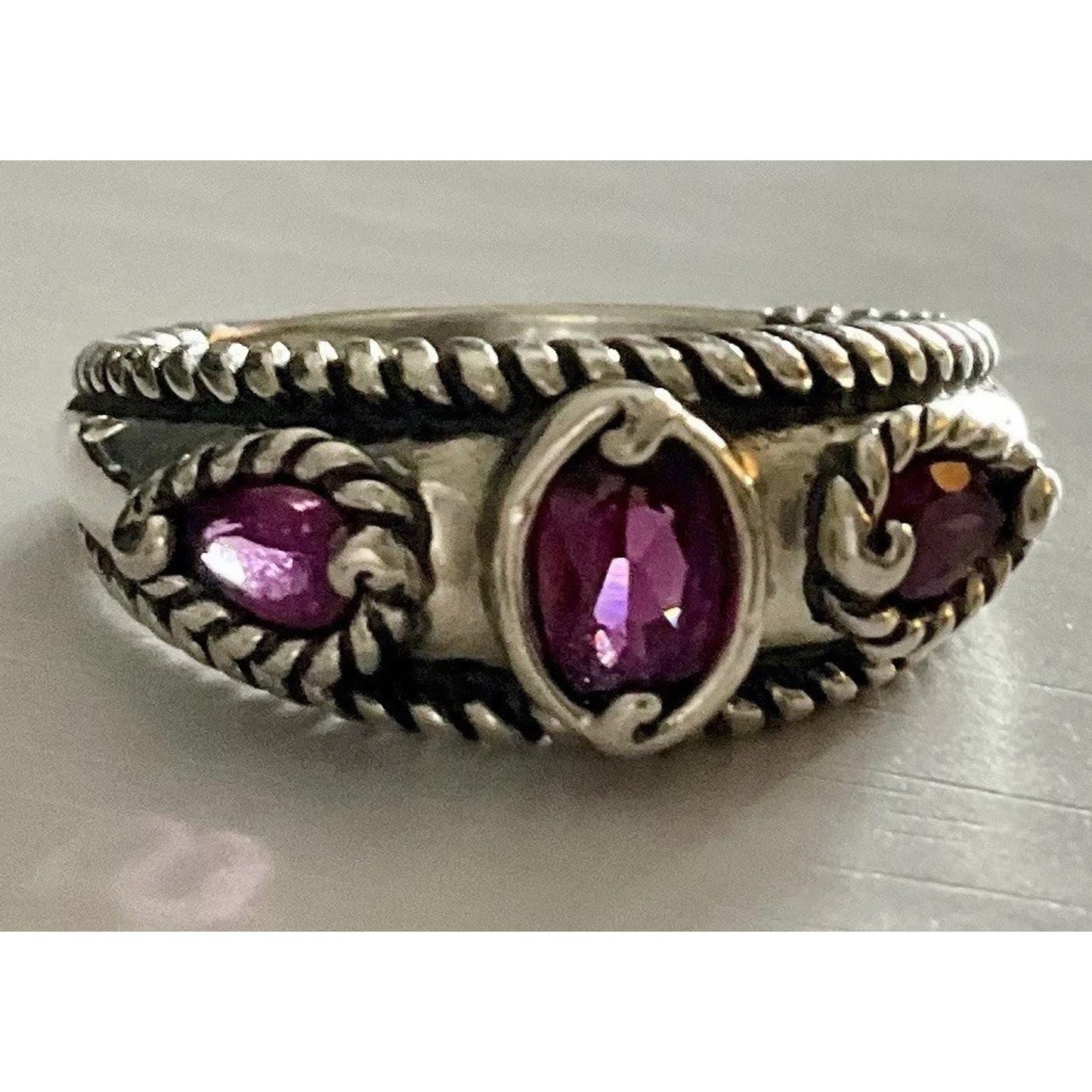 Carolyn Pollack Relios 925 Sterling Silver Garnet Ring Southwestern Size 9