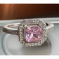 Sterling Silver Pink Cubic Stone Moissanite Size 6.5 Art Deco style