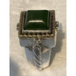 Vintage Flli Menegatti Italy Sterling Silver 18K Gold Nephrite Jade Ring Sz 6.25