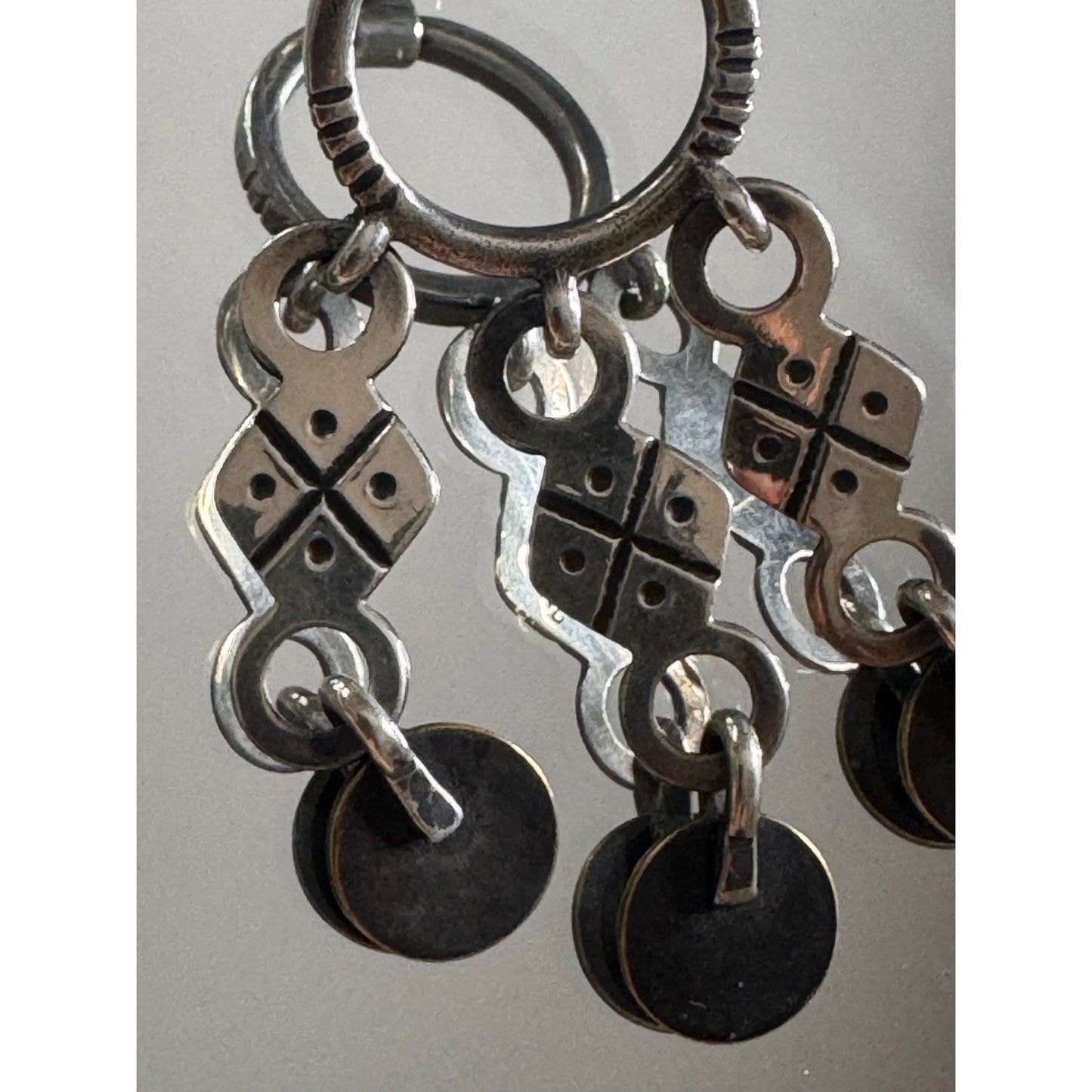 Pre owned James Avery Vintage Retired RARE Silver & Brass Chandelier Aztec Dangle Earrings