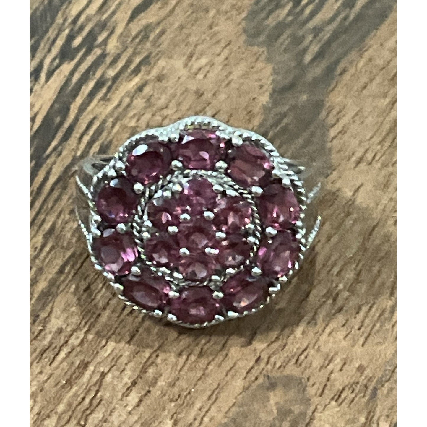 STS Orissa Rhodolite Garnet Cluster Cocktail Ring 5.2g Size 6.5
