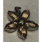 Vintage Sterling Silver Citrine Flower Pendant White Topaz Gem 925 11g