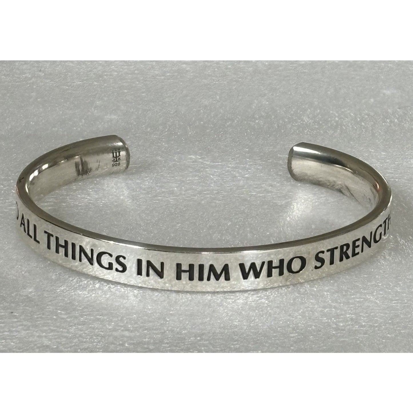 Pre owned James Avery RETIRED Sterling Silver Philippians 4:13 Scripture Cuff Bracelet 42g