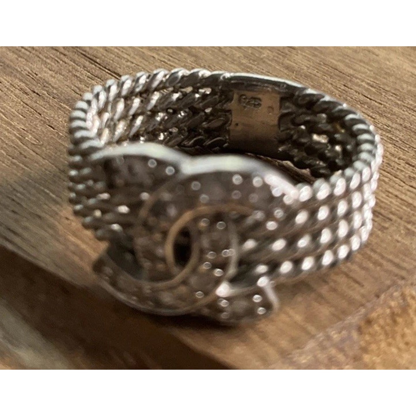 Sterling Silver CC Ring 925 CZ Pave Interlocking Ring Size 6