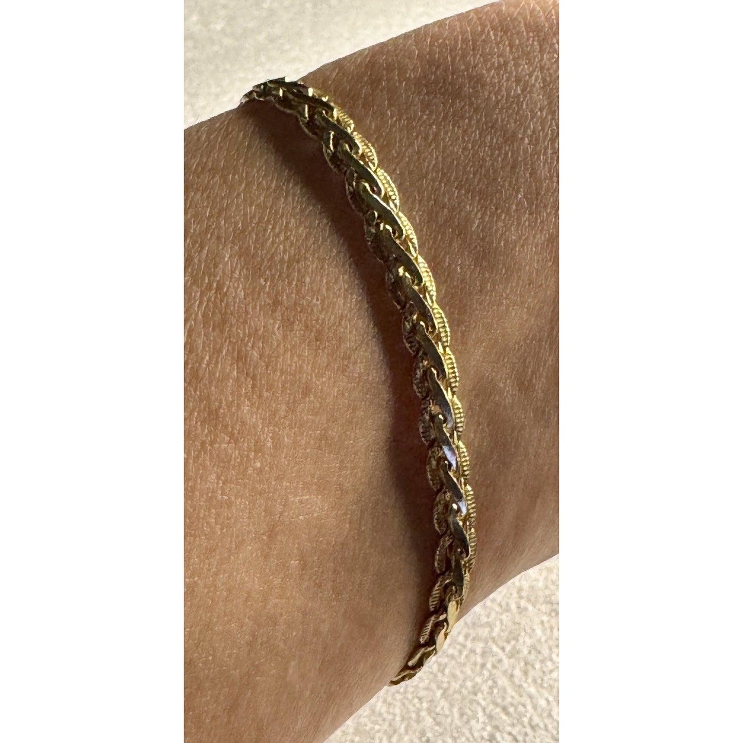 Vintage Gold Tone Double Rope Figaro Link Bracelet 7” Lobster Clasp Classic