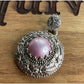 Sardis 925 Sterling Silver Pink Cabochon Ornate Pendant Turkish Style