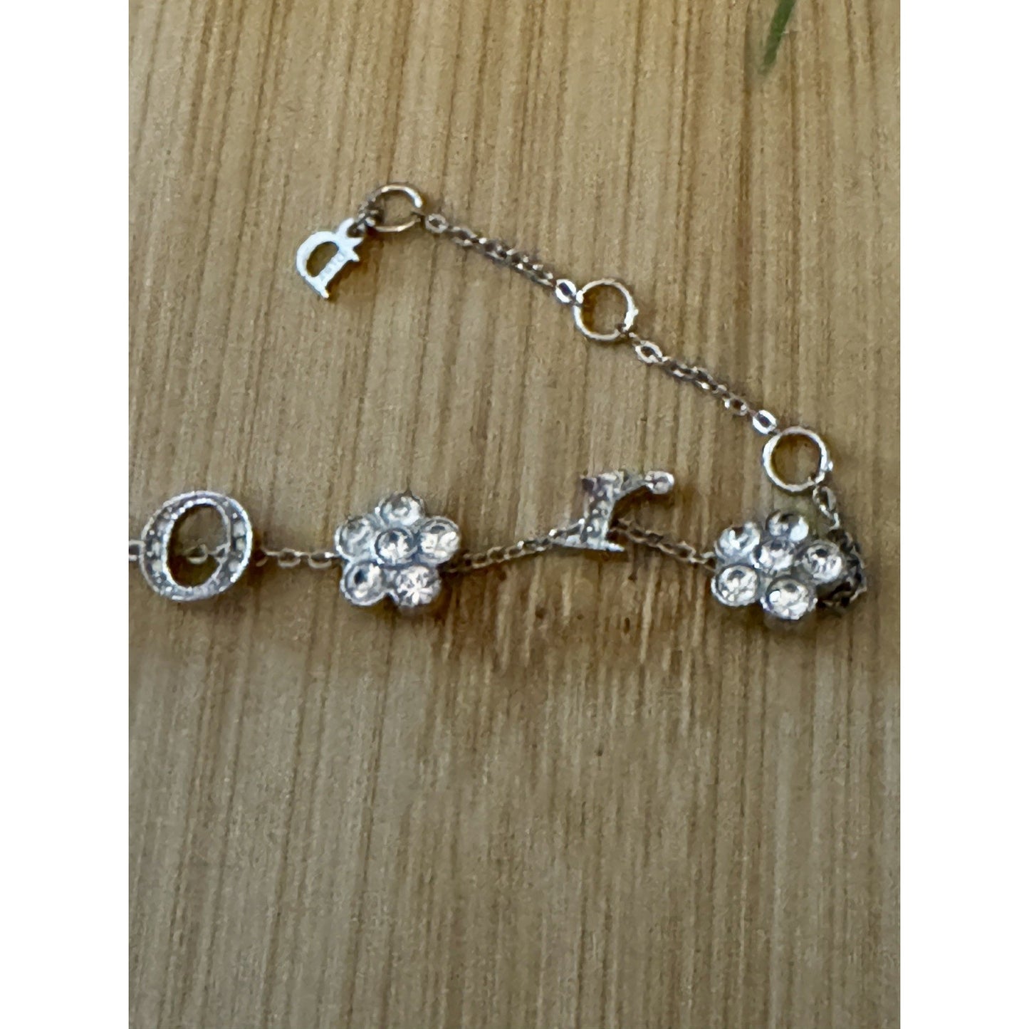 Vintage 2004 Christian Dior Girly Crystal DIOR Flower Bracelet Galliano 6.5 - 8”