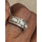 Signed SUN 925 Sterling Silver 3 Stone Oval Opal Ring Pave Size 6.5 Wide Band