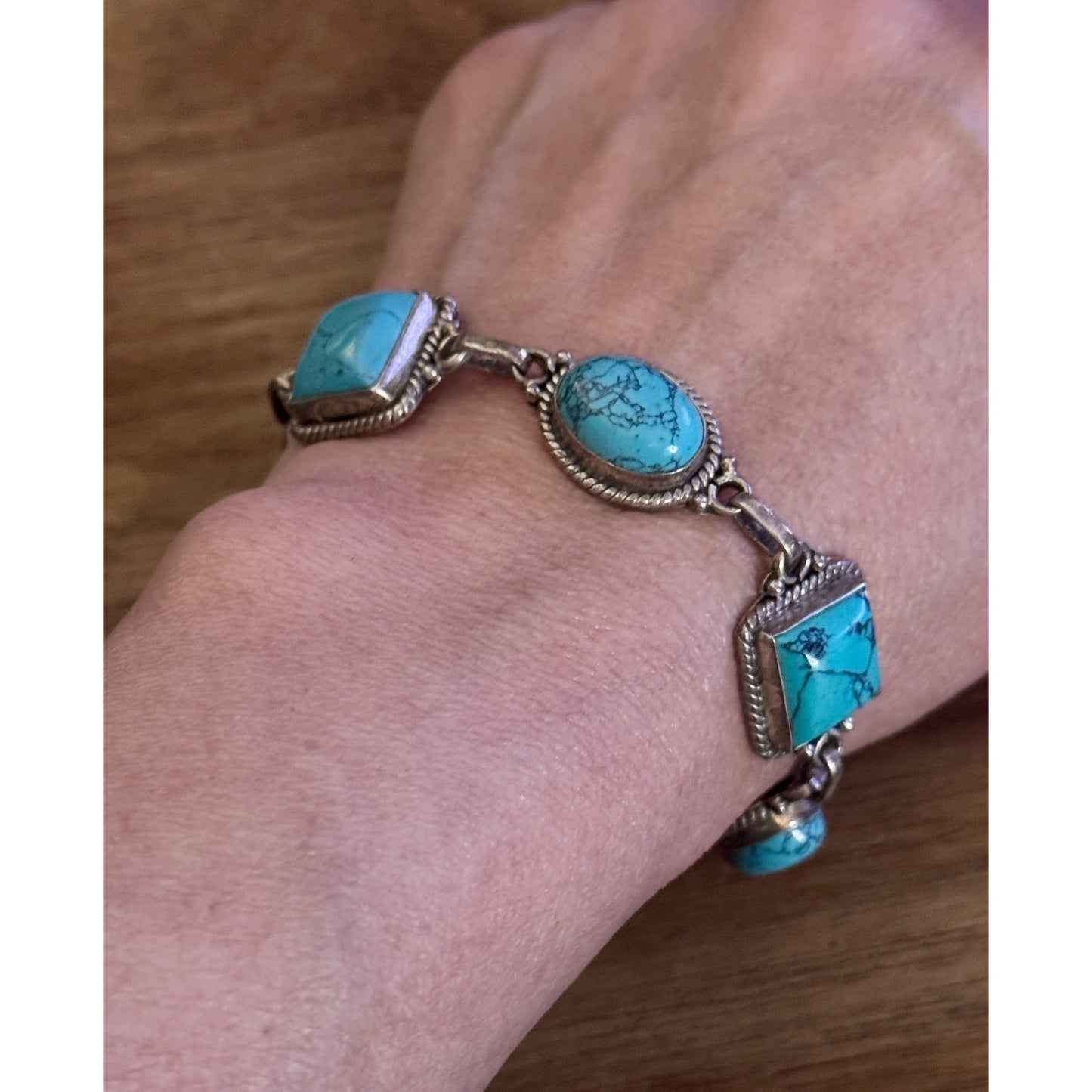 Vintage 925 Sterling Turquoise Bracelet 22.7g Adjustable Toggle Southwest Style