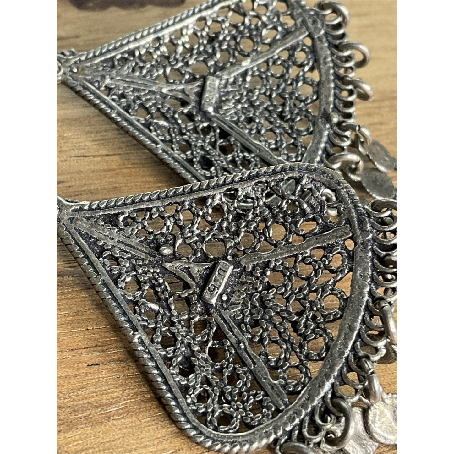 Vintage Sterling Silver Filigree Black Onyx Chandelier Earrings