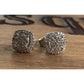 Sterling Silver Halo Stud Earrings Cushion Cut Micro Pave