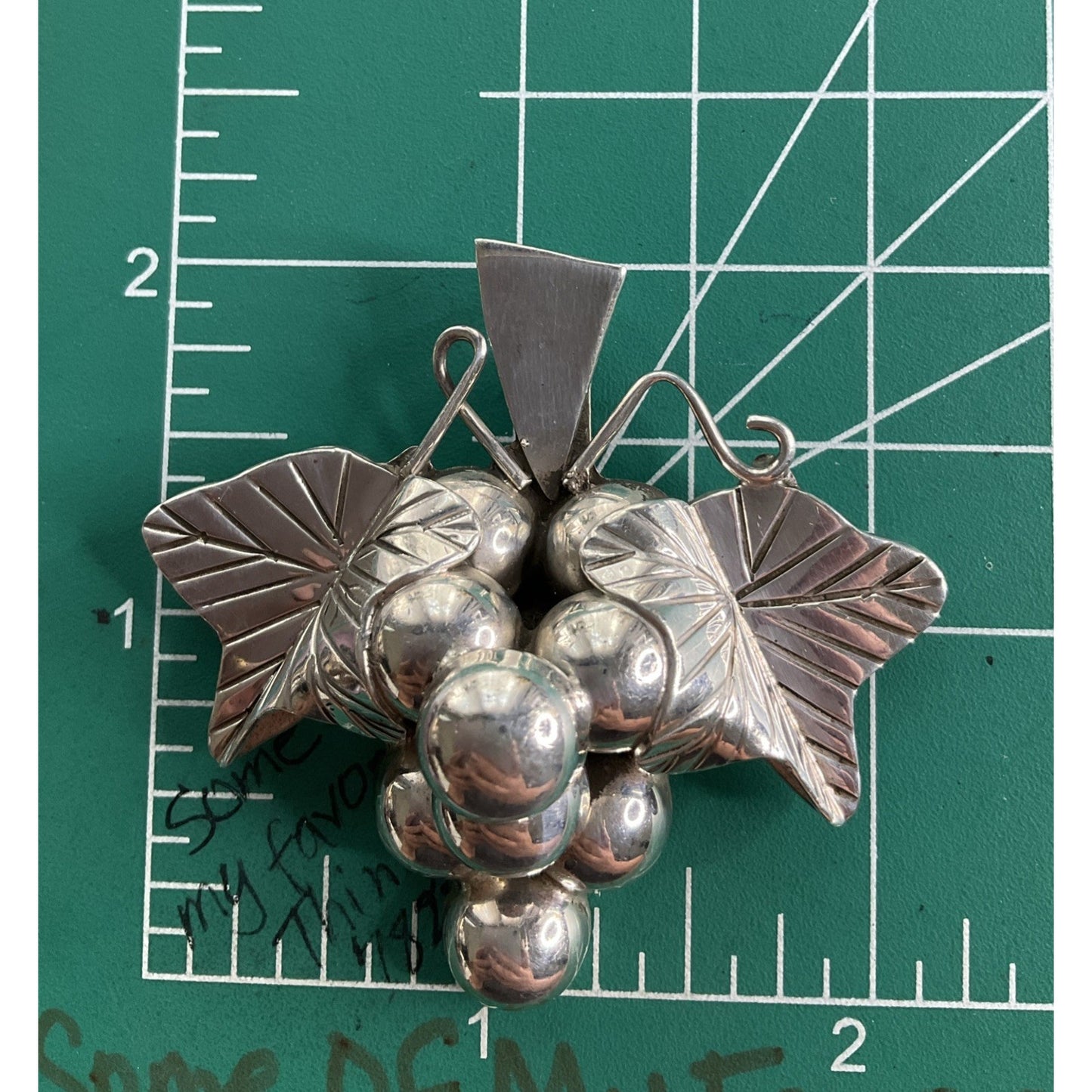 Vintage Taxco Mexico TO-102 Sterling Silver Grape Cluster Brooch Pendant