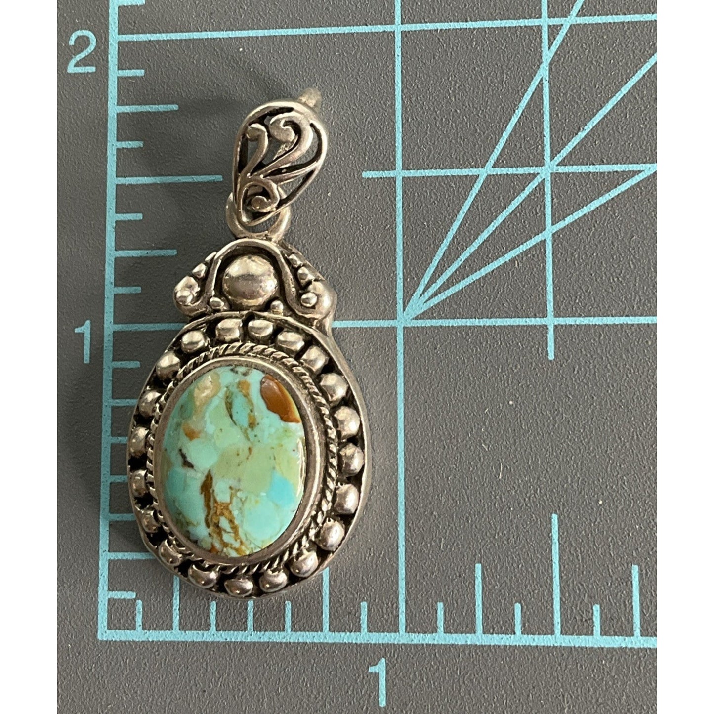 Vintage Sterling Silver Turquoise Pendant 925 Southwestern Artisan