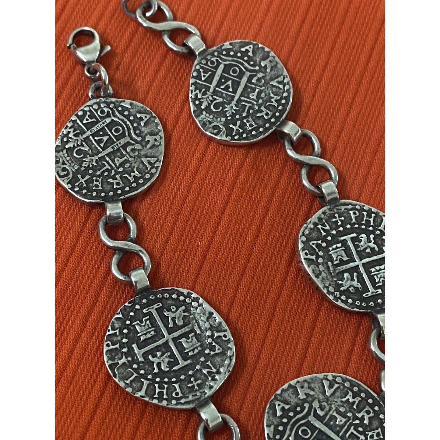 James Avery Retired HTF Rare Silver Pieces of Eight Bracelet