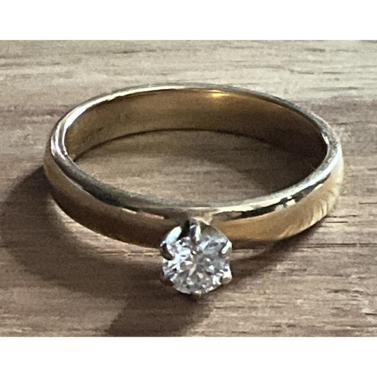 Pre owned James Avery 14k Gold Retired .25 Carat Diamond Solitaire Engagement Ring Sz 7.5