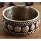 Vintage Wide Sterling Silver Dotted Textured Boho Tribal Band Ring Size 7