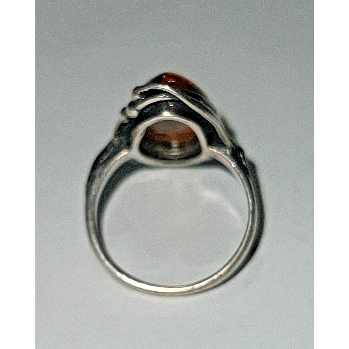Vintage 925 Sterling Silver Baltic Amber Ring – Size 7 – Marquise Cabochon 4g