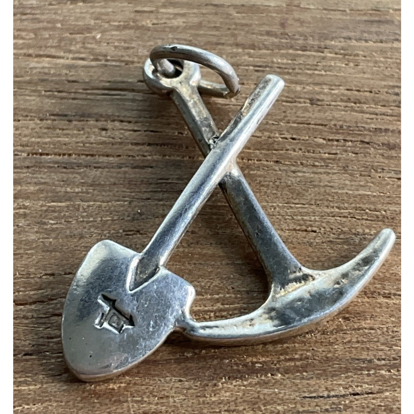 Vintage 925 Sterling Silver Crossed Pickaxe Shovel Charm