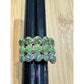 Viva Beads Green Hand Painted Statement Ring Silver Tone Wide Band Size 6.75