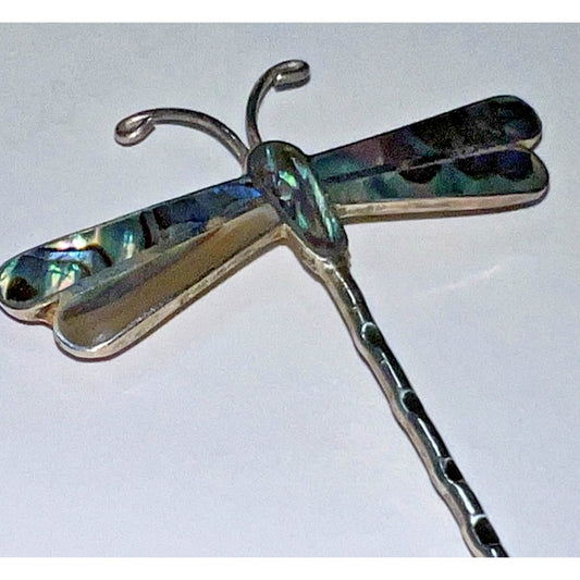 VINTAGE TAXCO TR-18 Dragonfly Abalone STERLING Silver 925 Pin/ Brooch 2.75” Tall