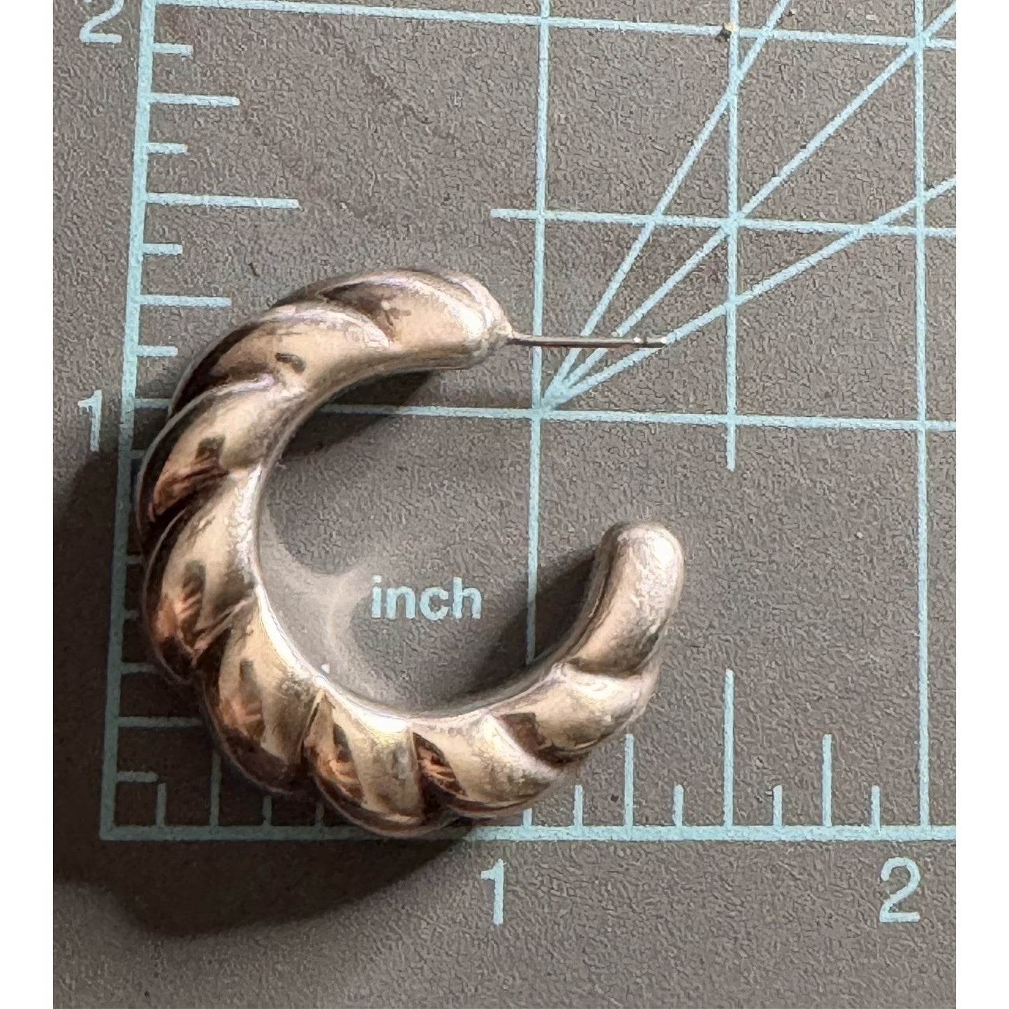 Vintage Sterling Silver 925 Ribbed Fluted Half Hoop Twisted Chunky Earrings