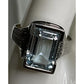 Vintage Sterling Silver Emerald Cut Blue Topaz Ring Statement Gemstone Sz 12.5
